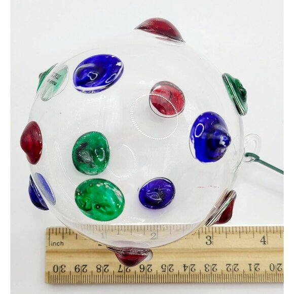 Vtg Hand-Blown Glass Ornament Colored Accents 4.5-Inch Diameter Made In Italy - Picture 11 of 12